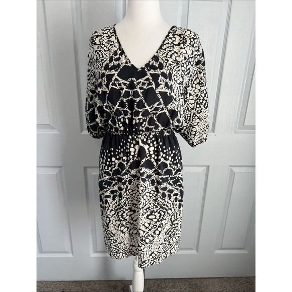 Presley Skye Dress S Anthropologie 100% Silk Cap Sleeve Midi Pocket Mandala - Picture 1 of 11